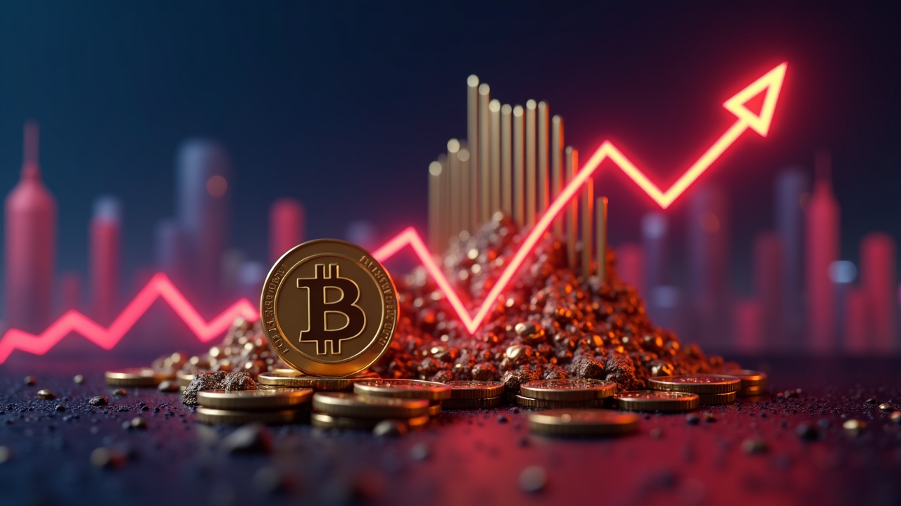 Bitcoin falls against gold and bonds in 2025, with golden bars and charts beside a futuristic city.