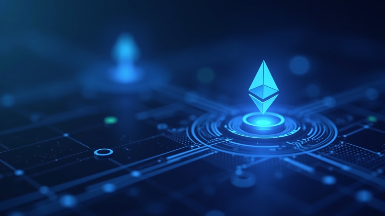 3D illustration of ETH as collateral for a USDC loan via Morpho, DeFi-focused.