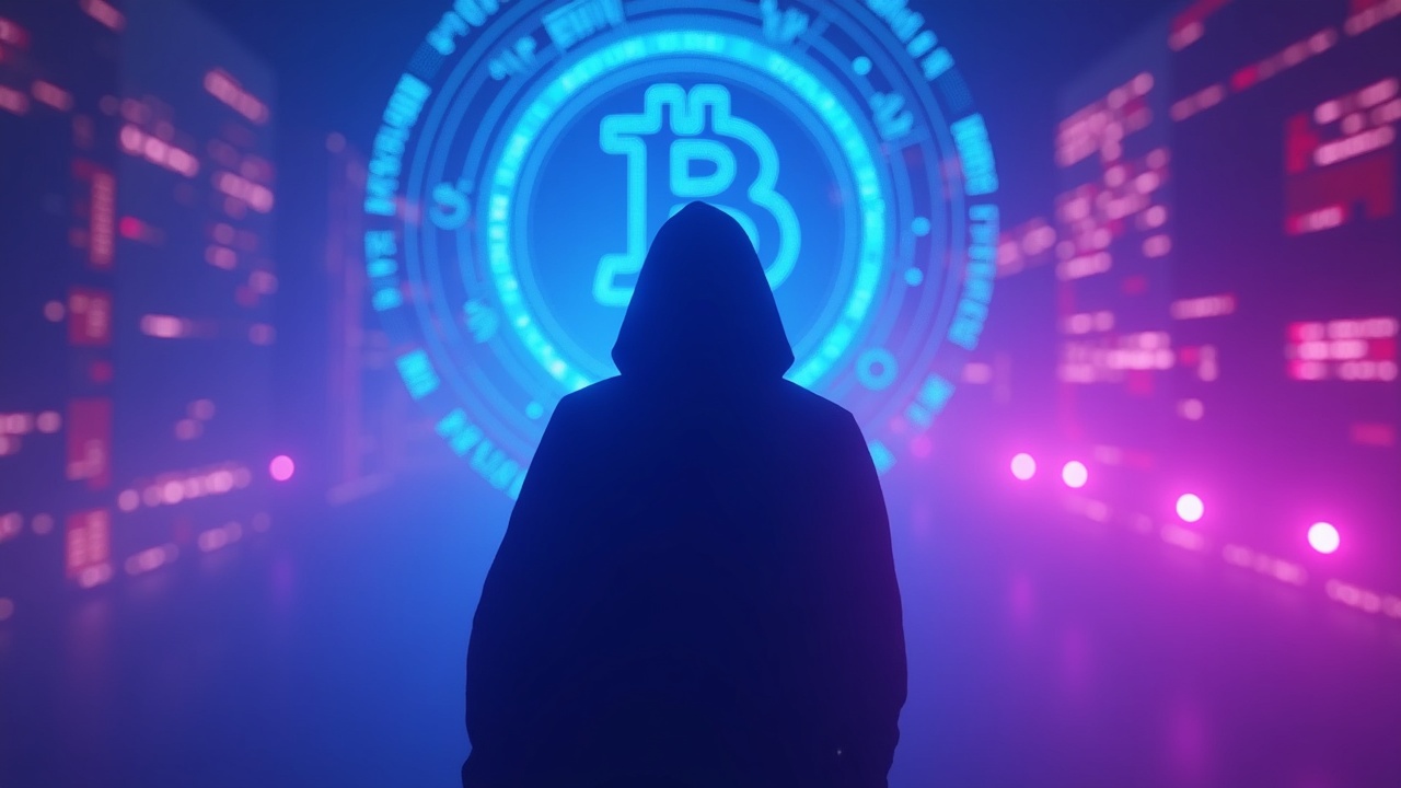 Silhouette of a neon crypto boss surrounded by tokens and a blurred city, symbolizing regulation versus decentralization