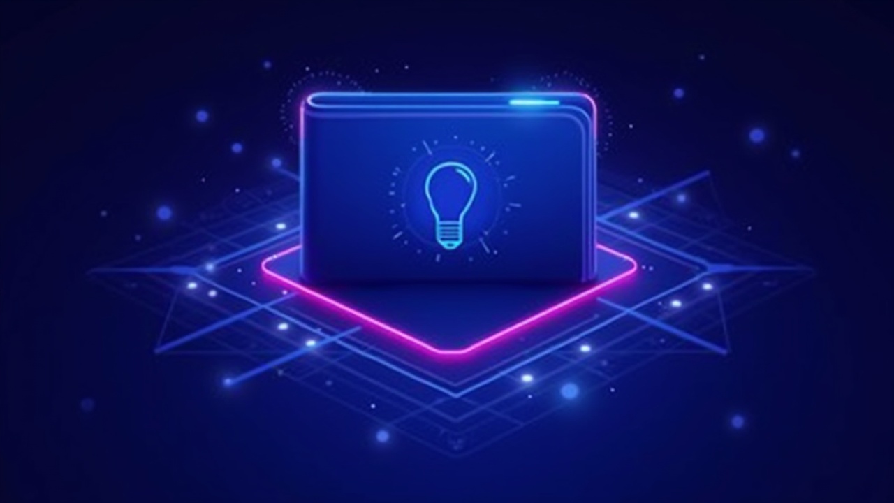 Illustration of a self-custody wallet connected to a verified alias on Polygon, with a neon blue Soul Bound Token.