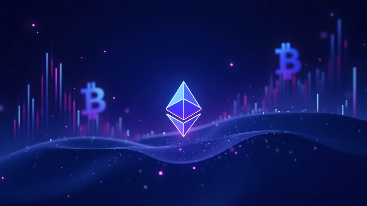 Neon crypto artwork showing Ethereum and Bitcoin with a capped 2026 ETH chart, subtle bear cues, and a glowing ETH logo.