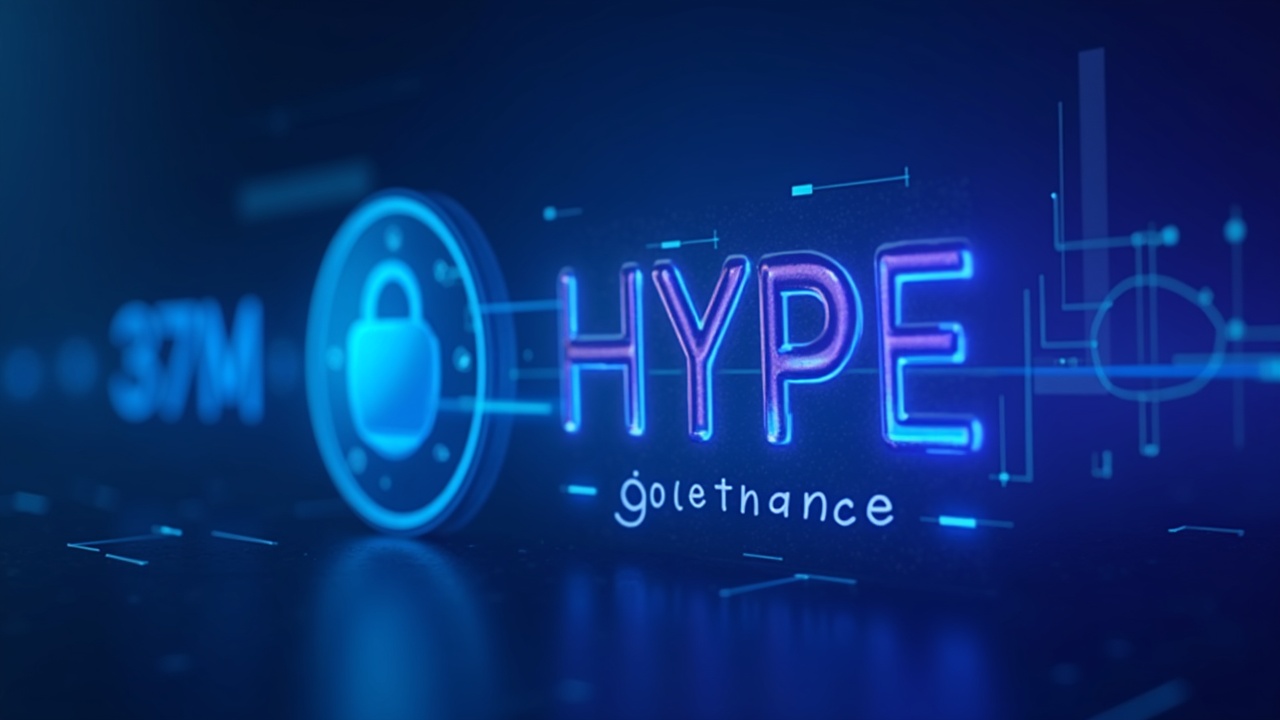 Neon-lit on-chain governance scene showing a 37M HYPE burn, bold HYPE logo, and a secure wallet ledger against a blue-cyan-purple glow.