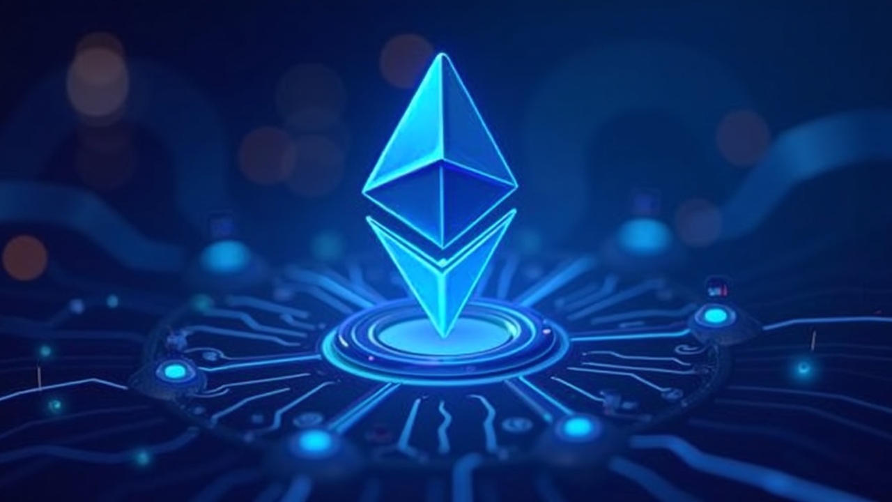 Illustration of JPMorgan tokenized money market on Ethereum, featuring a central figure and neon on-chain liquidity imagery.