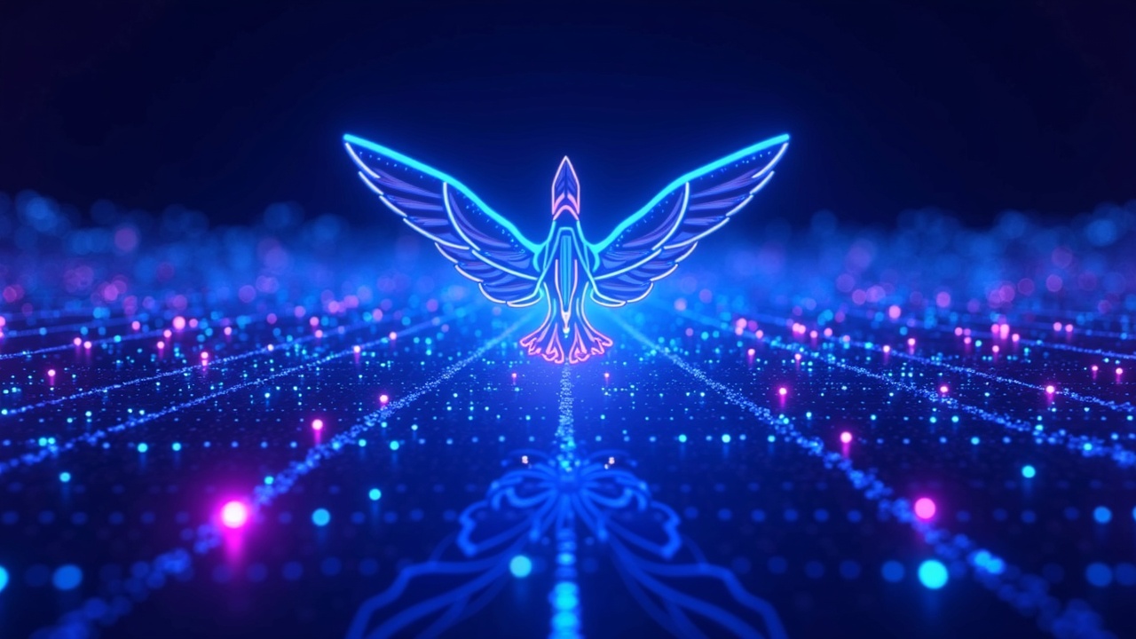 Neon VeChain Hayabusa header showing a futuristic blockchain hub with staking-driven VTHO and weighted DPoS.