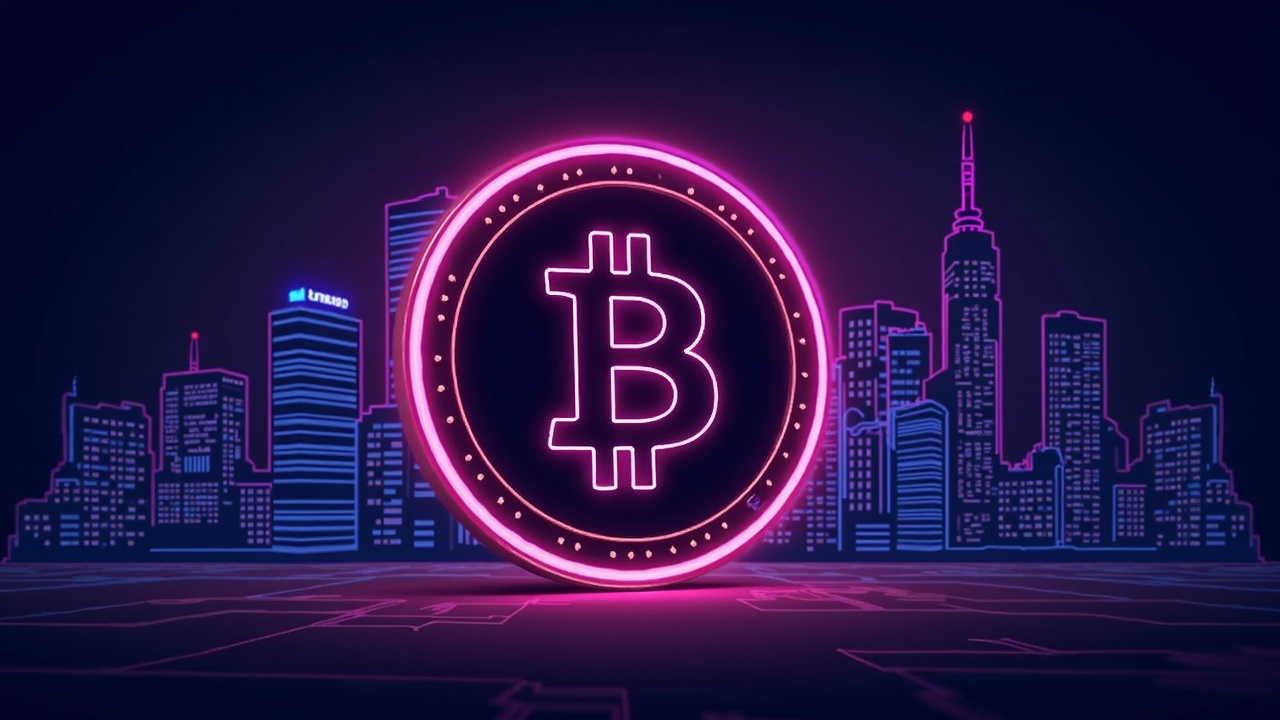 Neon-lit BNB coin beside ETF filing, Coinbase custody, and Nasdaq skyline, signaling regulation and institutional access.