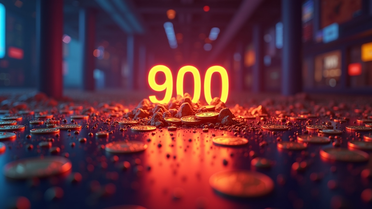 Neon 3D newsroom scene: breaking BNB logo fades as Bitcoin, stablecoins, and gold glow as safe havens.