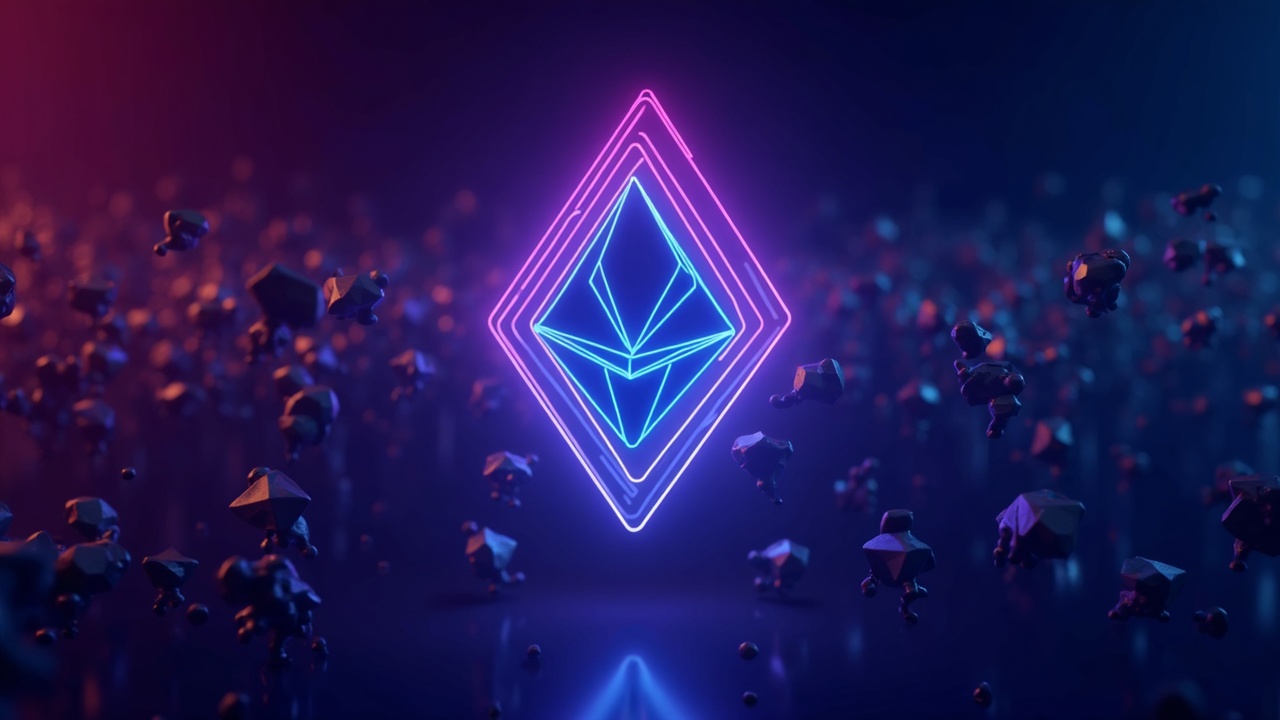 Neon header showing ETH staking hub with validators beside MrBeast empire and the BitMine logo in blue-pink glow.