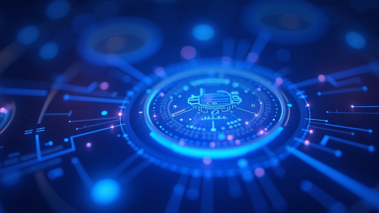 Futuristic crypto derivatives scene with holographic micro contracts, blue-cyan-purple neon lighting, institutional focus