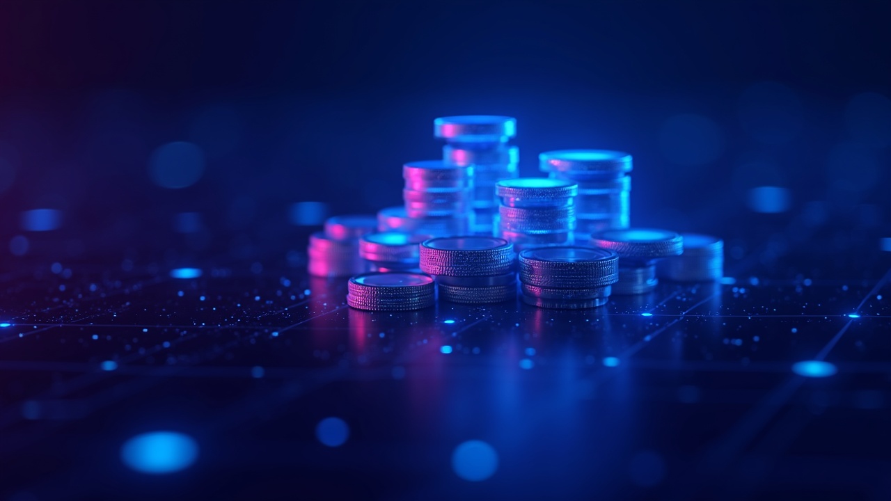 Neon-lit Metplanet treasury hub with glowing digital coins above an index grid, symbolizing premium to mNAV