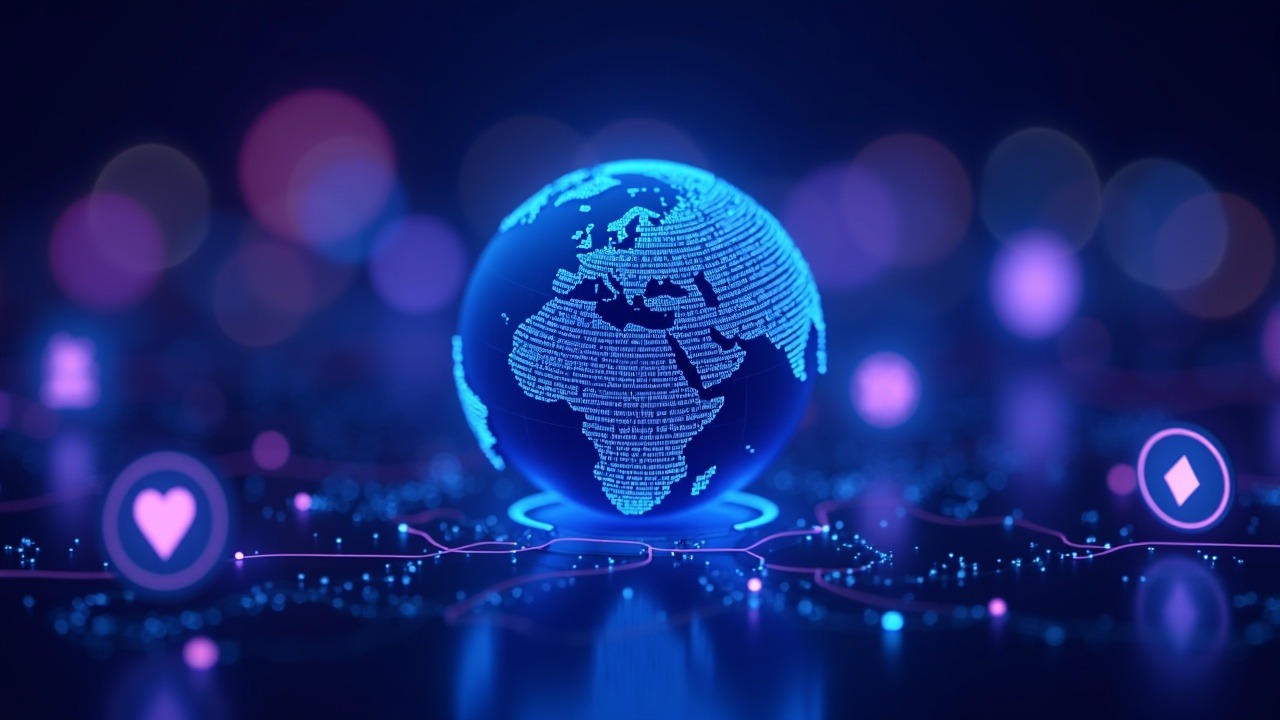 Neon globe of decentralized crypto nodes behind a DPI firewall, Russia silhouette in cyan-purple lighting.