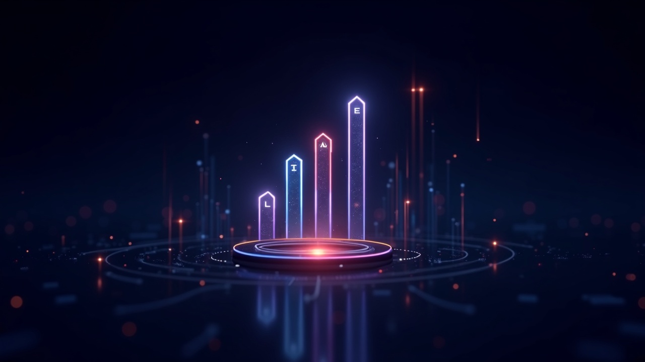 Neon illustration of a SOL glyph with ETF bars and a rising flow chart on a sleek digital background.