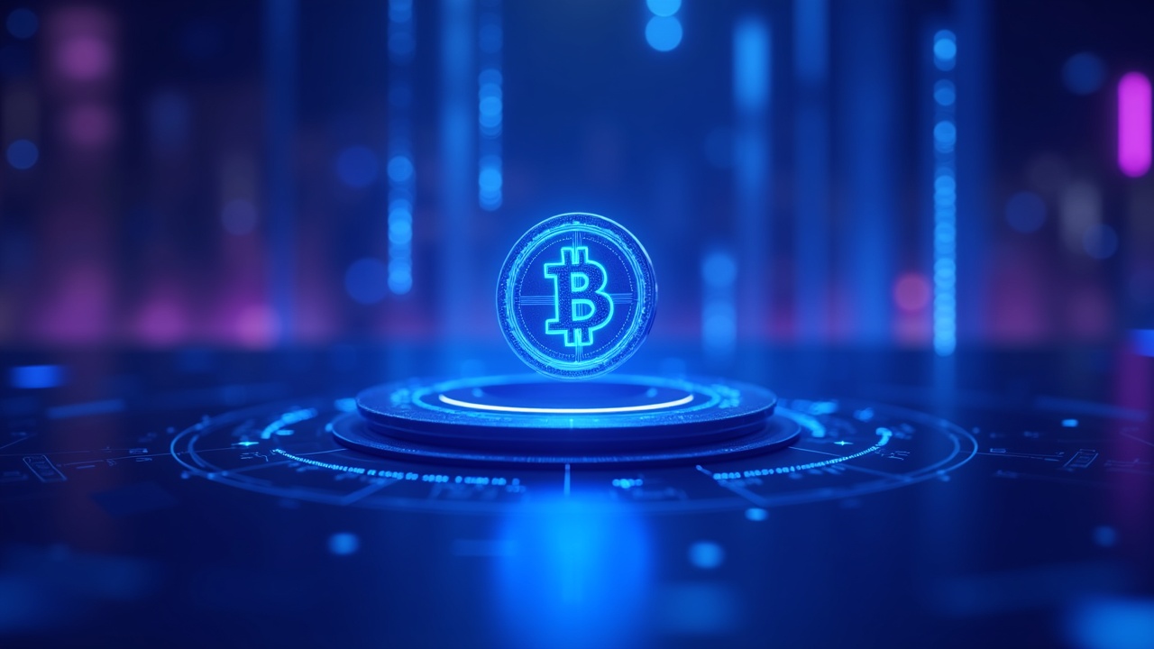 Neon-lit futuristic court interface with a central digital token symbolizing seizure of exchange-held cryptocurrency and custody risk.