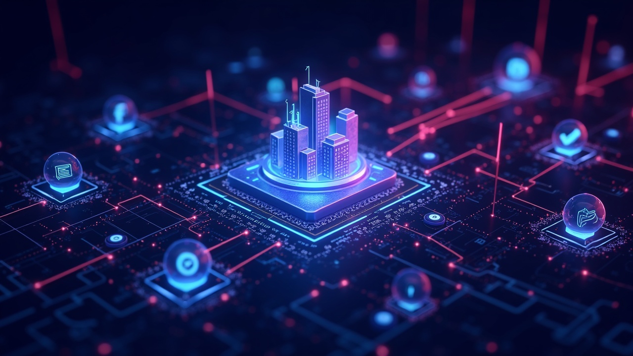 Neon illustration of stablecoin infrastructure and tokenization networks with MarketVector indexes and Amplify ETFs.