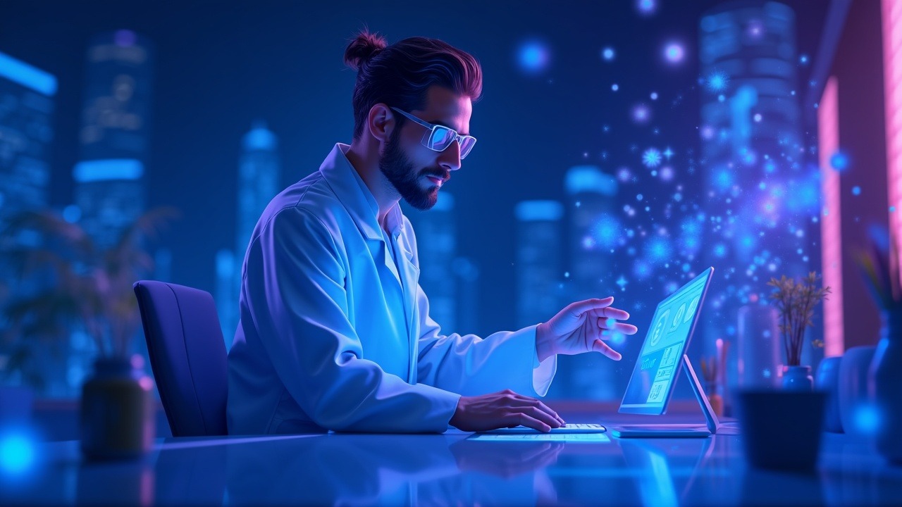 Neon-lit depiction of a crypto founder in a lab with holographic hedging portfolios replacing fiat, cyan-magenta glow.