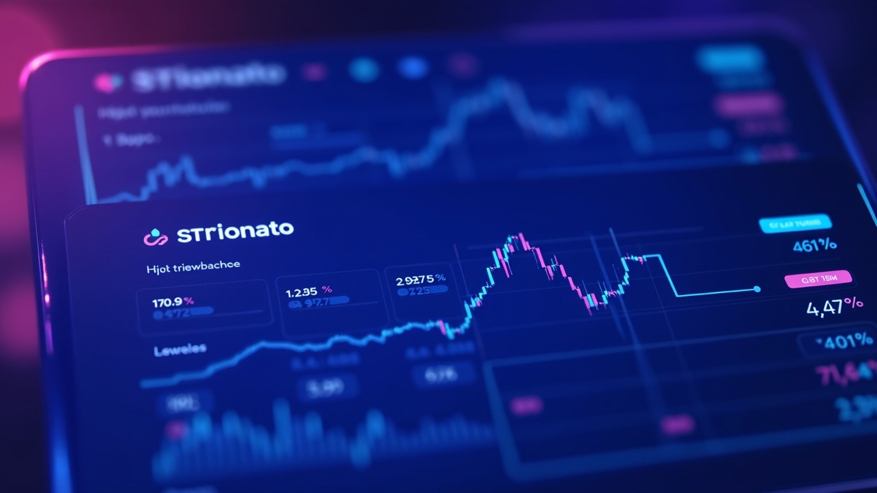 Neon illustration of Coinbase dashboard showing crypto and U.S. stocks with vibrant glow and bokeh background