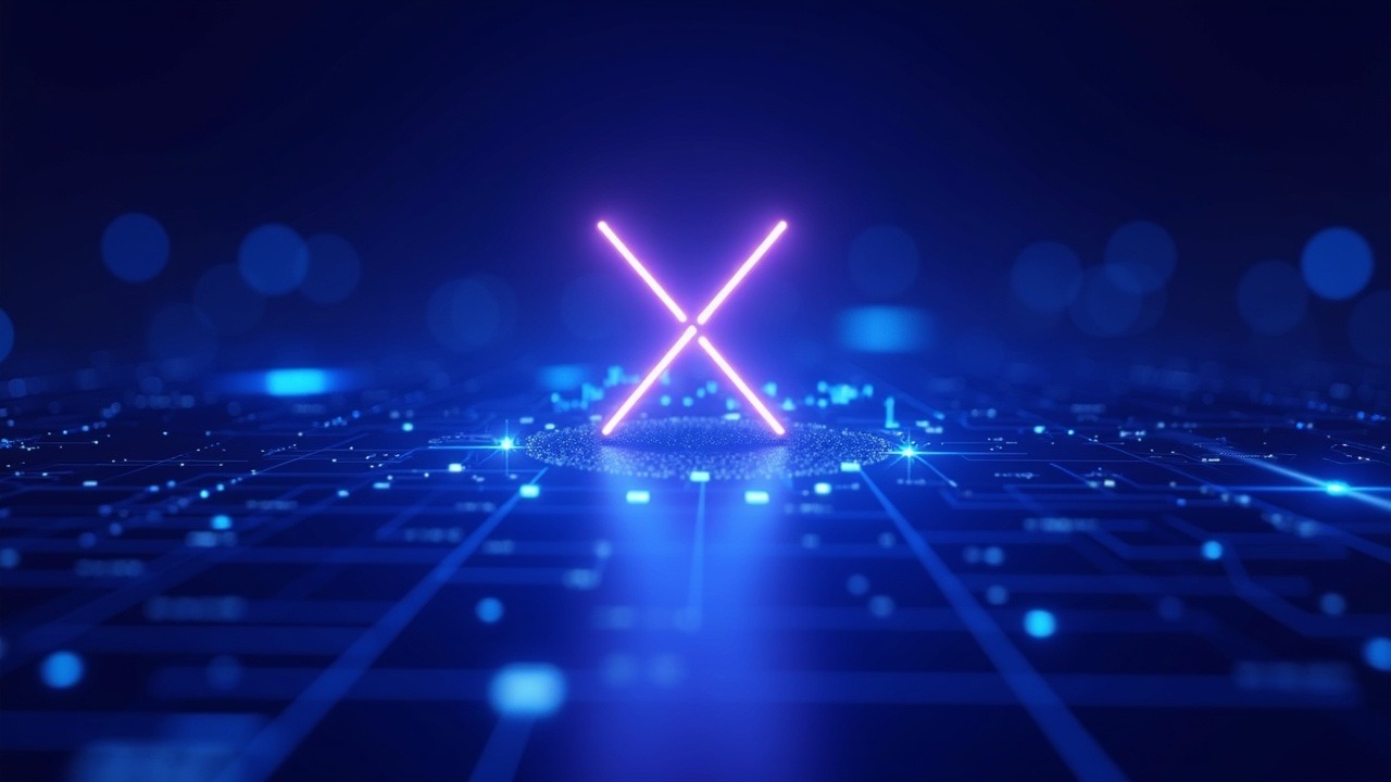 Stellar XLM logo with neon blue-purple glow beside holographic on-chain charts and RWAs tokenization.