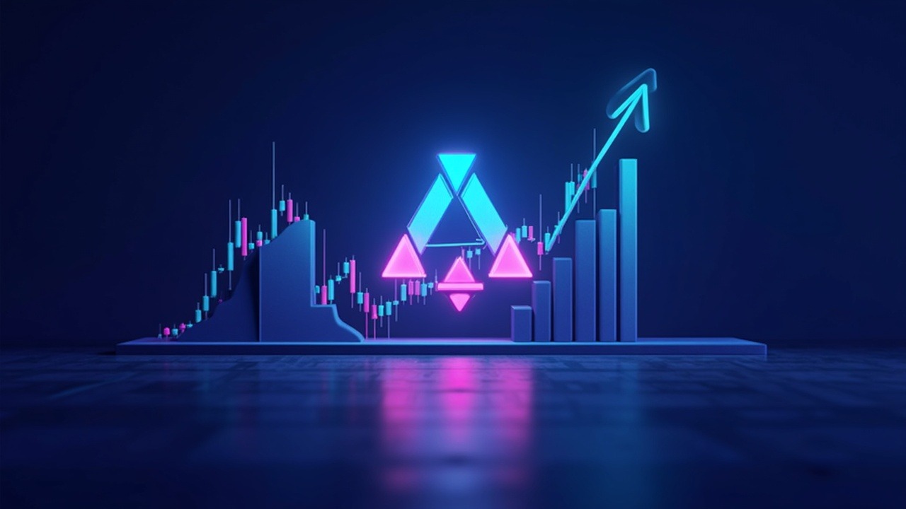 Neon editorial illustration of a tech sell-off with ARK rebalancing at a futuristic trading desk