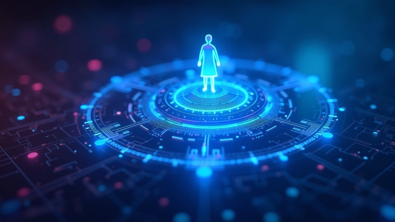 Hyperrealistic neon-lit scene of a founder guiding a futuristic DAO hub, with orbiting governance shards and oracle glow.