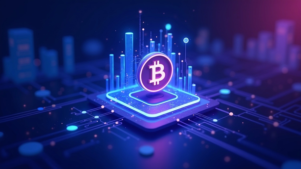 Futuristic fintech scene with a Bitcoin icon, MSBT ticker, and neon NYSE Arca glow.