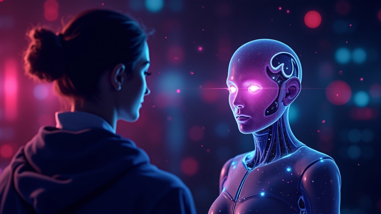 Neon illustration showing a human ID connected to a glowing AI agent through World ID and x402, against a tech-bokeh background.