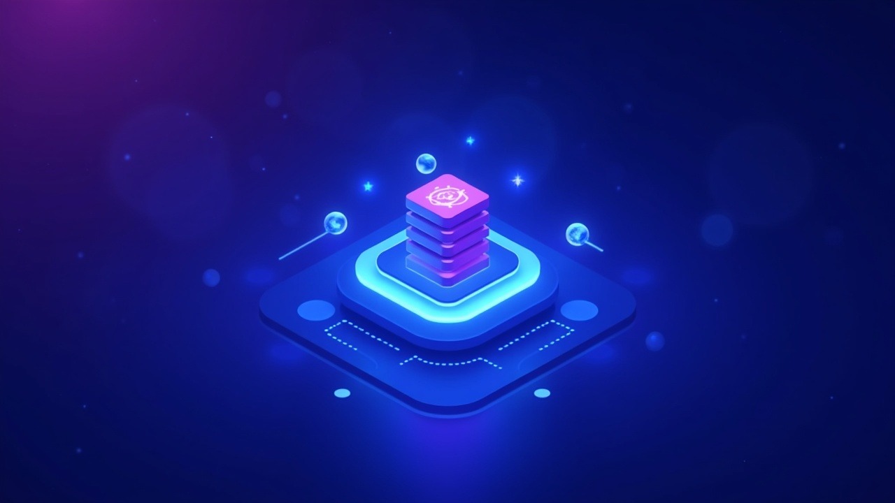 Neon DAO vote approves a $25M grant and 75,000 AAVE tokens for Aave Labs, central 3D interface with blue glow