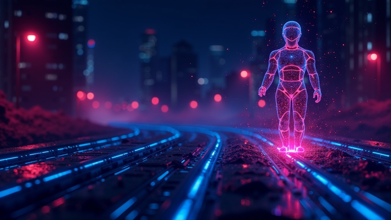 Neon AI agent guarding payment rails from hidden web payloads, with a single pixel cue signaling risk.