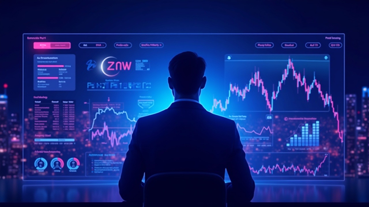 Neon illustration of a regulator silhouette over a glowing prediction-market dashboard with fraud alerts and compliance seals.