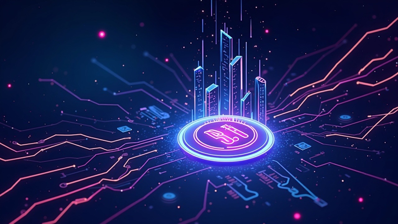 Neon-lit scene of Franklin Templeton acquiring 250 Digital and launching Franklin Crypto with BENJI tokenized shares.