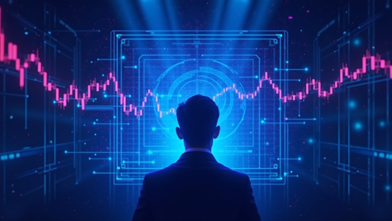 Neon-lit trader faces a glowing blockchain ledger with enforcement rays, symbolizing crypto tax transparency.