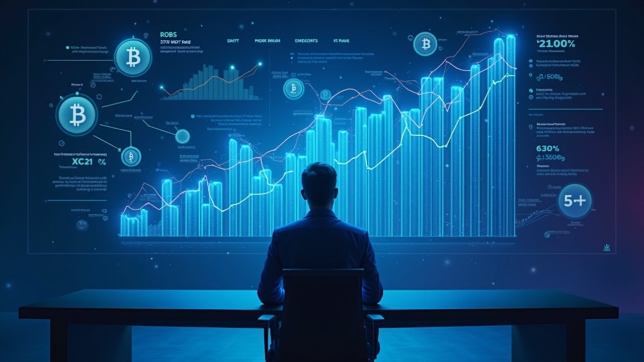 Sleek fintech boardroom with holographic BPS dashboard; Bitcoin symbols morph into income streams under neon lighting.