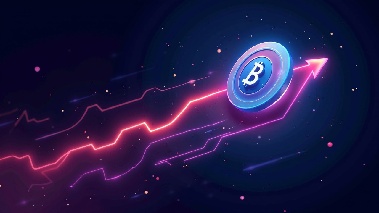 Neon crypto illustration of the EGM token surging toward a BitMart listing with launchpad glow.