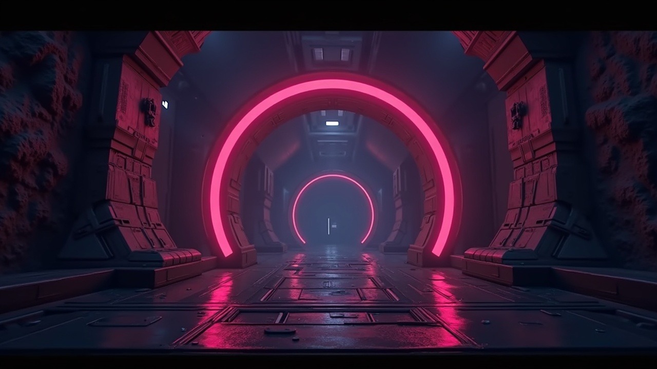 Neon futuristic crypto scene with a central vault motif, Solana glow, and soft bokeh background