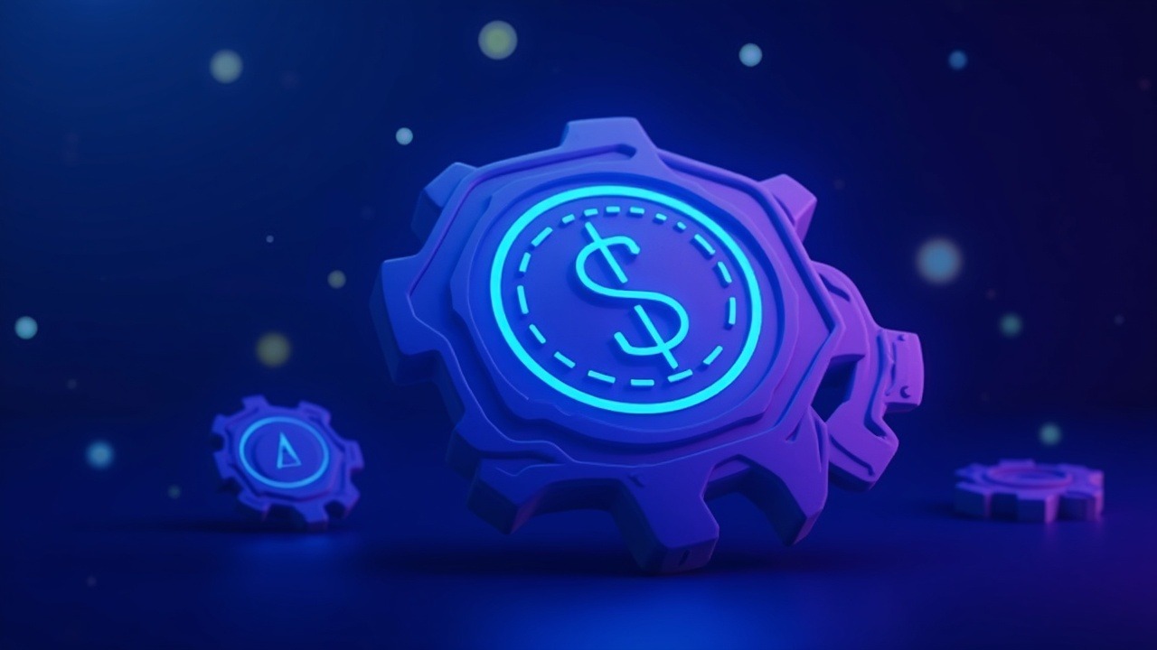 Neon 3D illustration of msUSD depeg across Ethereum, Base and Optimism with gears and liquidity shields.