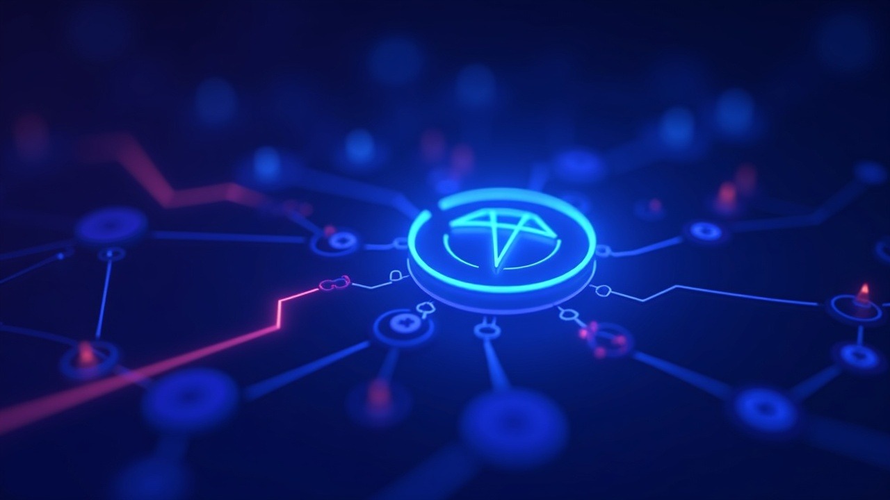 Neon TRAC token joining a glowing DKG V10 mainnet with multi-chain nodes and conviction flow.