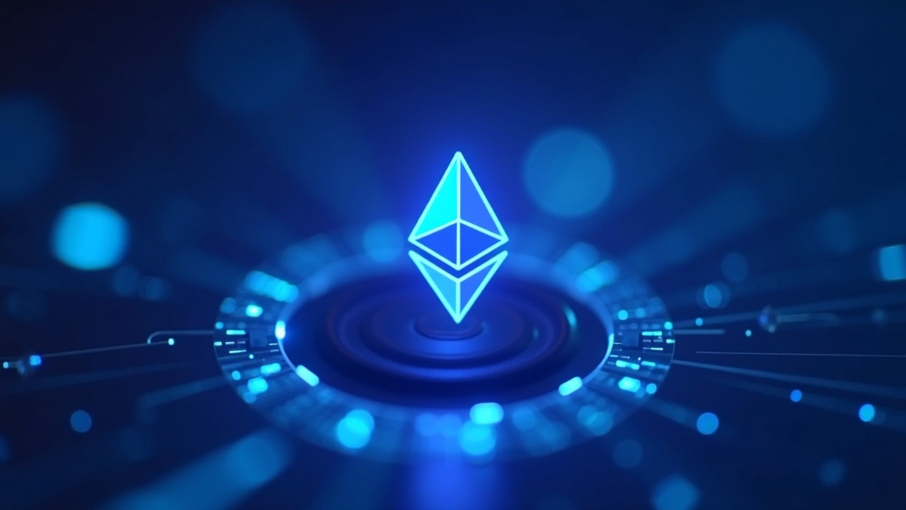 Futuristic TRON node upgrade with neon blue glow around a central server icon, signaling Ethereum Pectra alignment.