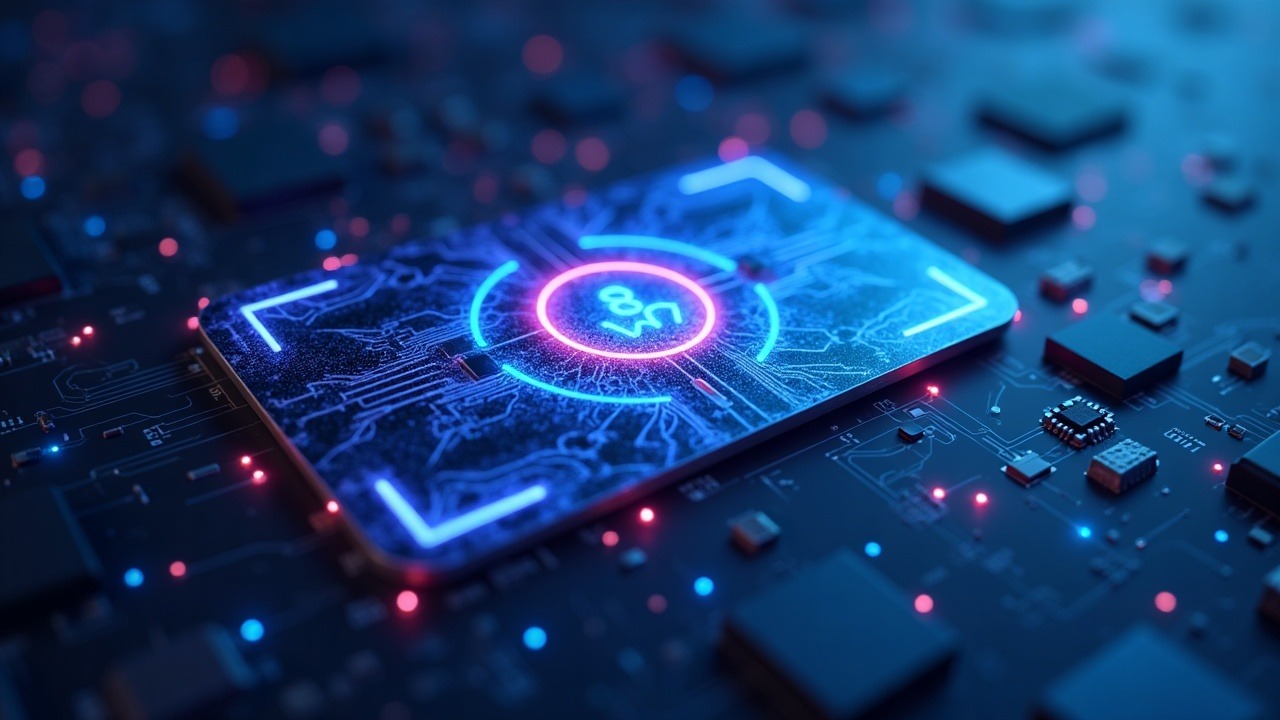 Hyperreal neon illustration of a Coldcard wallet with cracked seed and glowing RNG lines on a blue digital background.