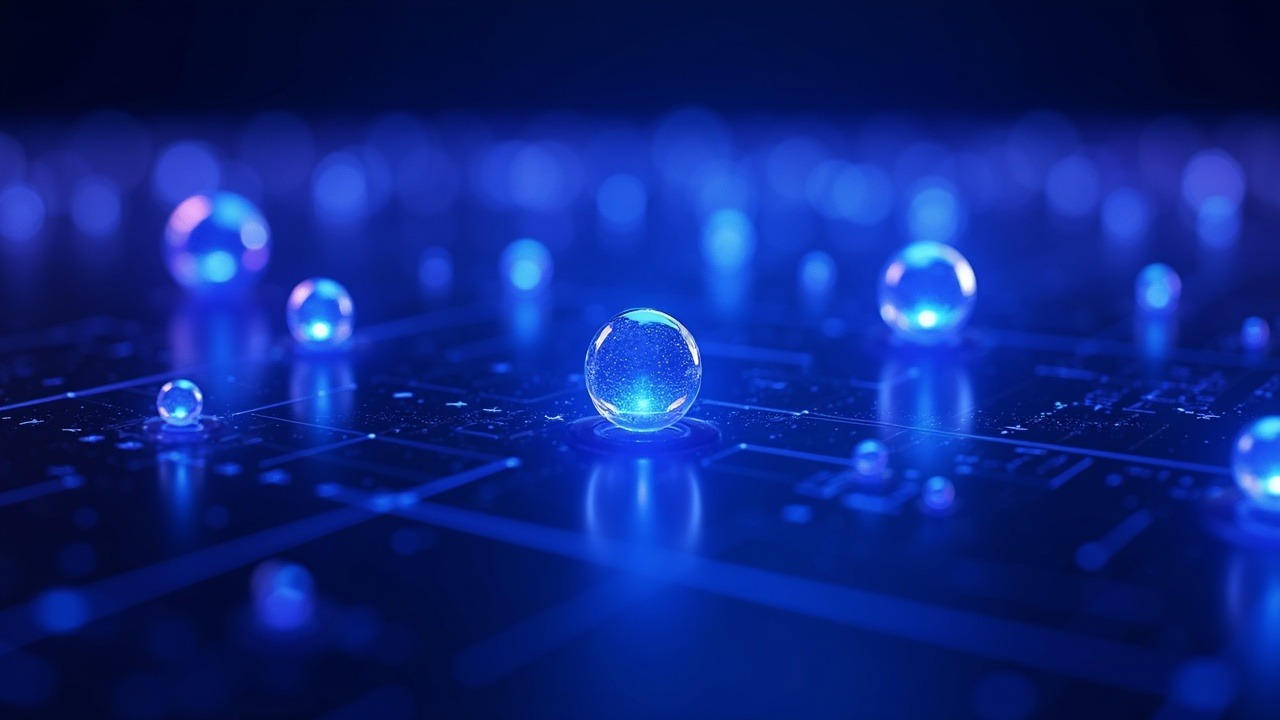 Neon-lit Plataberget testnet hub with glowing validator nodes on a transparent grid in blue and purple tones.