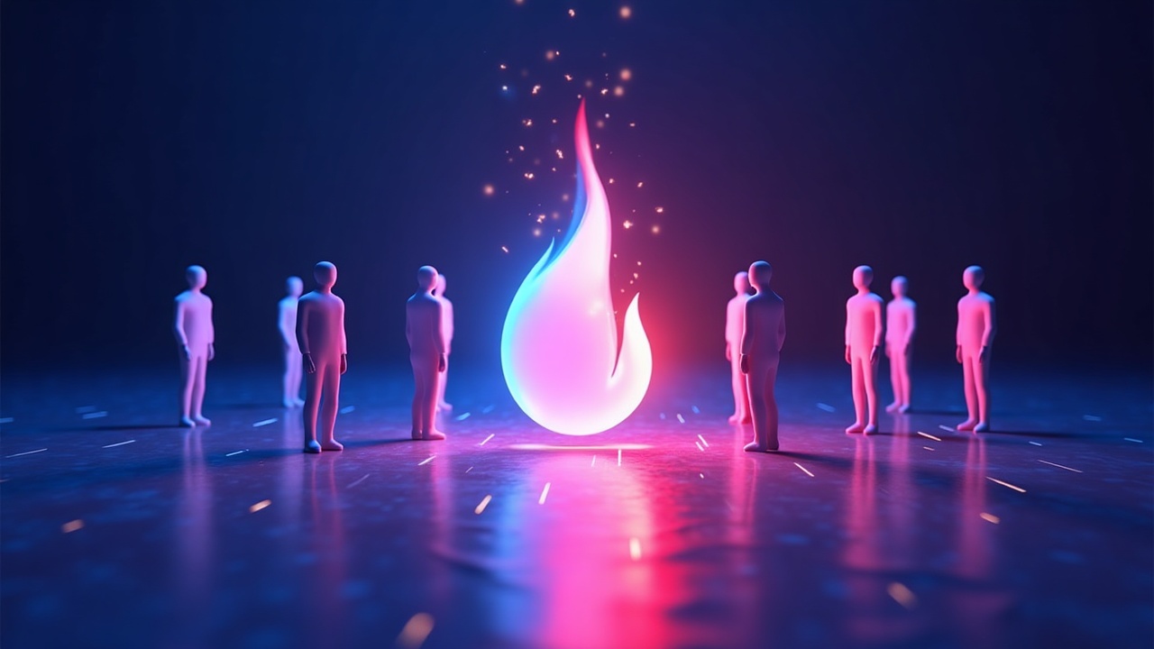 Neon blue-pink Solana governance scene with validators voting as tokens burn into a bright flame on a sleek 3D backdrop.