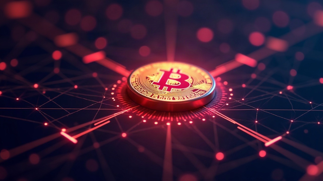 Neon illustration of a Bitcoin Core node lowering the relay floor to 0.1 sat/vB with flowing network arrows.