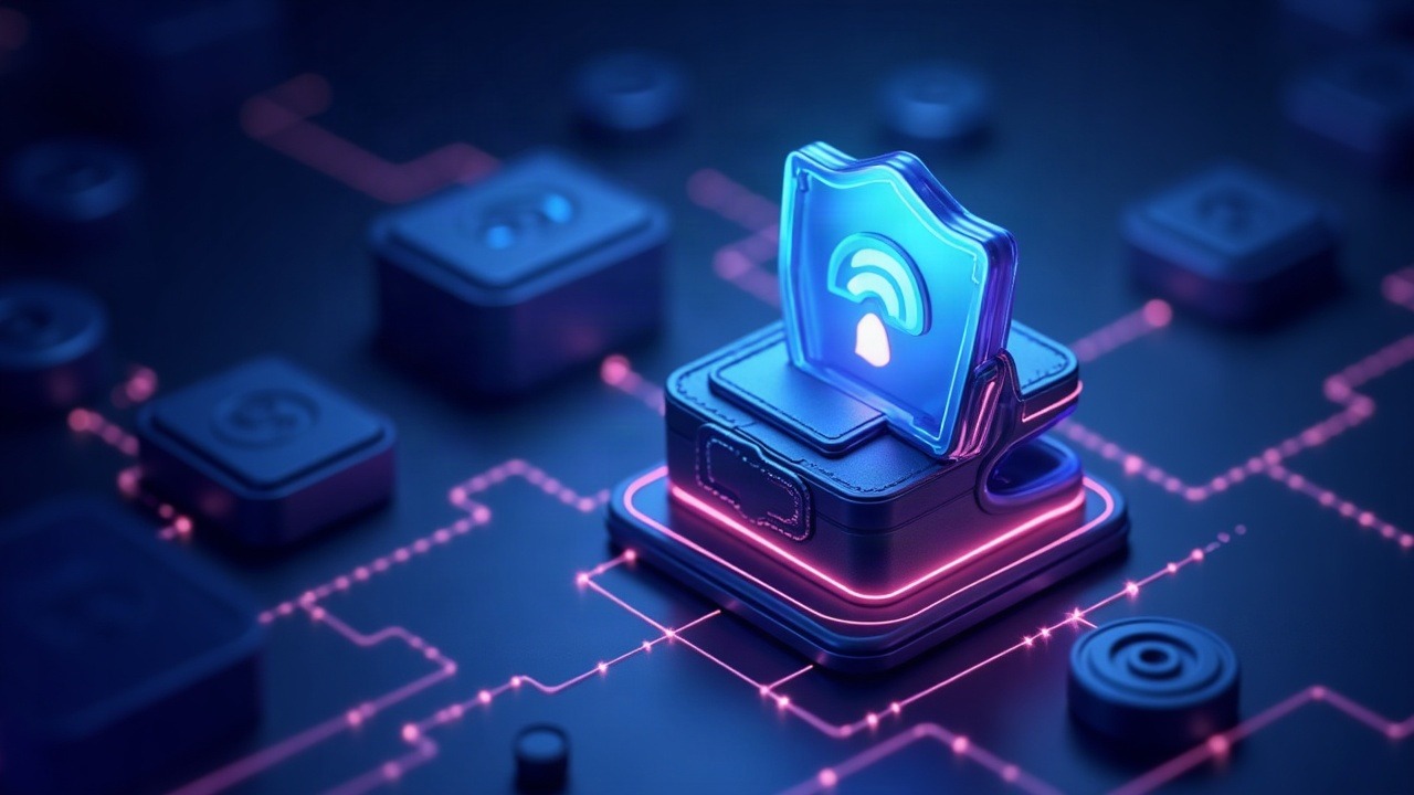 Neon crypto illustration of a forged transfer breaching a hot wallet with withdrawals paused and a digital shield.