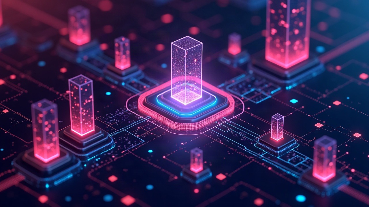 Neon illustration showing a central node streaming real-time on-chain data from Sui mainnet via GraphQL subscriptions