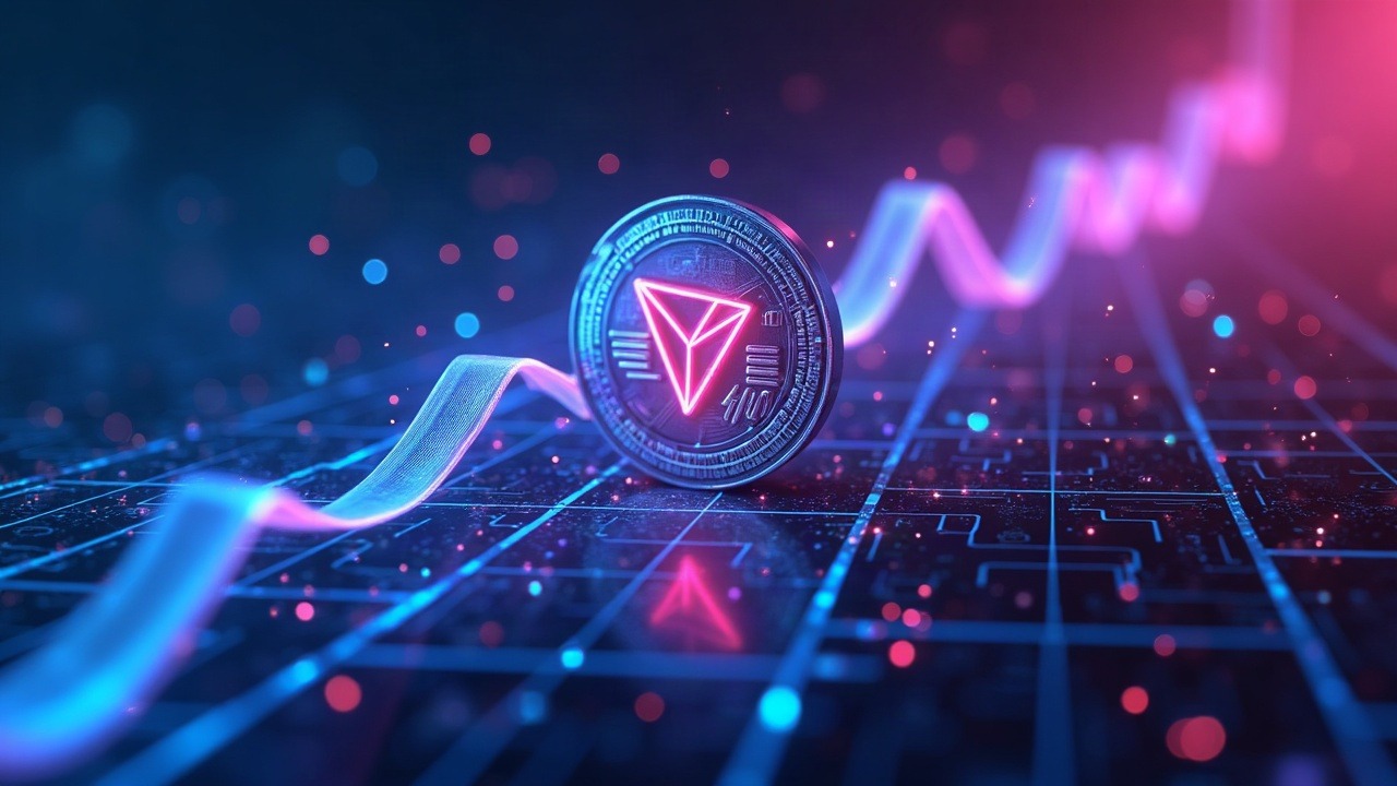 Neon hyperreal illustration of TRON stablecoins surging with a glowing USDT flow over digital lattice and DeFi dashboards.