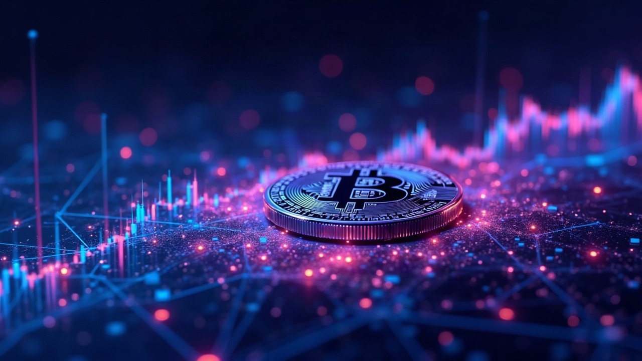 Neon, futuristic chart showing Bitcoin dominance slipping while altcoins surge around glowing blue and purple crypto coins.