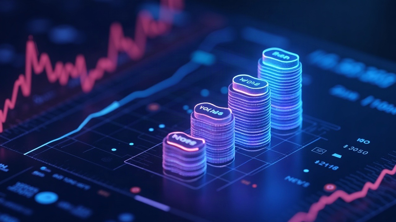 Neon illustration of Curve Finance dashboard with veCRV voting, stacked liquidity pools, and glowing APRs.