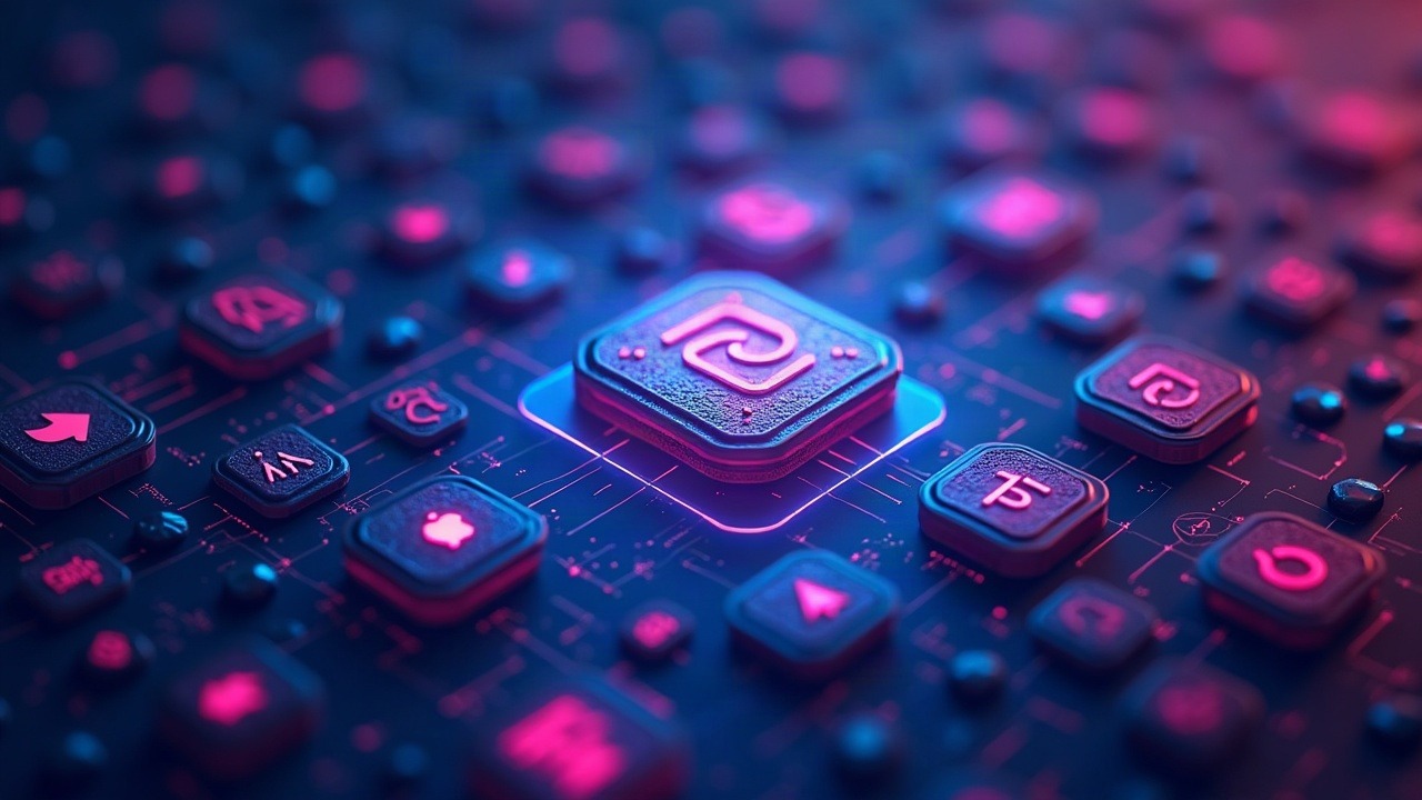 Neon Solana tokenized stocks with a cluster of wallets linked to Apple, Nvidia, and Tesla in blue and magenta lighting.