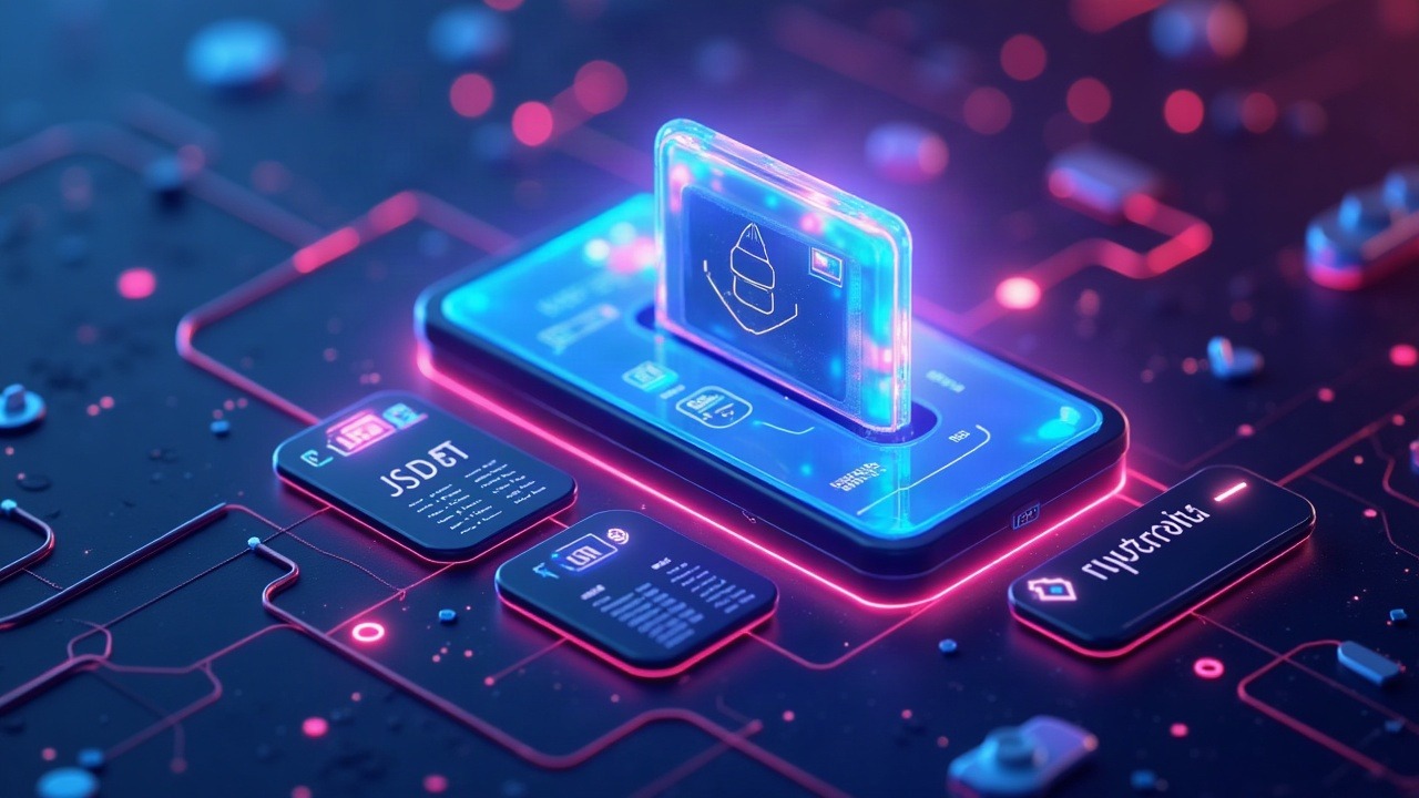 Futuristic digital wallet paying gas fees in USDT and USDD, with blue-pink neon glow and Tron-inspired network background.